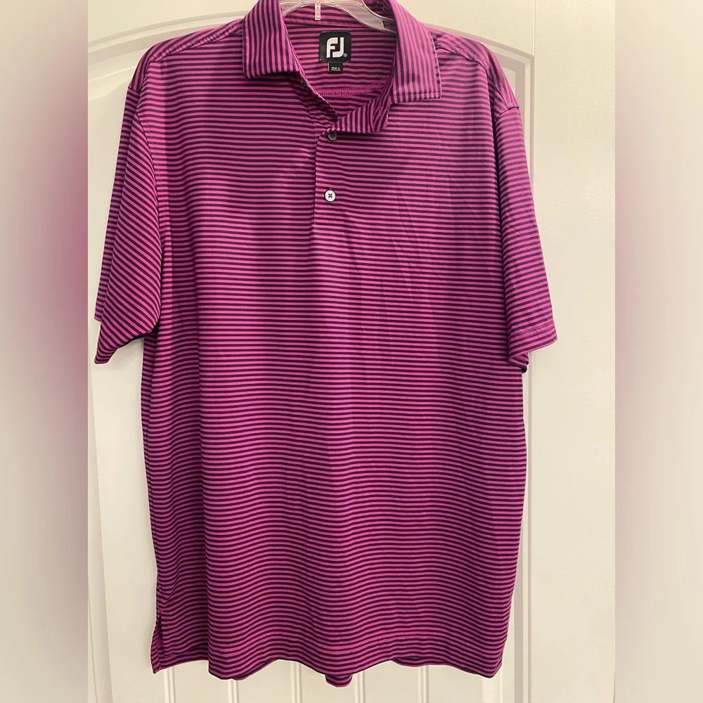 FootJoy Polo Shirt Men medium Pink Black FJ ProDry Lisle Performance Golf NWOT